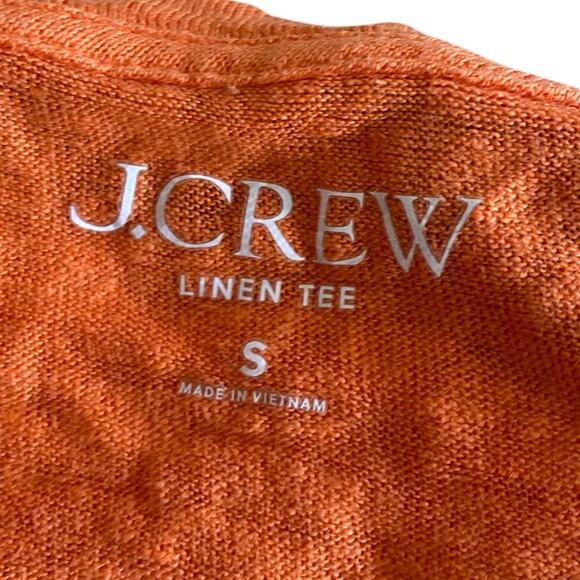 J. Crew Linen Roll Cuff Crewneck T-Shirt in Orange Size small - Picture 3 of 8